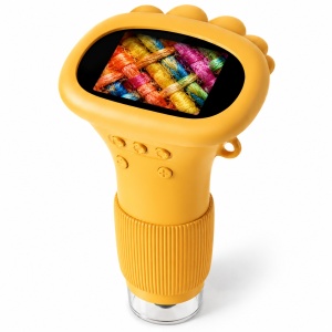 Microscop Digital pentru Copii Twinkle Twins, Mărire 1000X, Ecran IPS 2.0”, Cameră 2MP, Acumulator 600 mAh, Jucărie Educativă STEM, Portocaliu