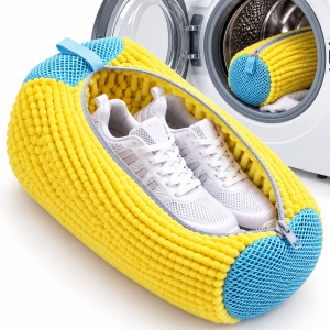 Sac Spălare Încălțăminte pentru Mașina de Spălat, Zenifique, Adidași și Pantofi, Protecție cu Fibre Moi, Fermoar, Reutilizabil, Galben