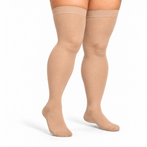 Ciorapi compresivi până la coapsă, Zenifique, 20–30 mmHg, vârf închis, bandă silicon antialunecare, 1 pereche, bej, mărimi S – 4XL