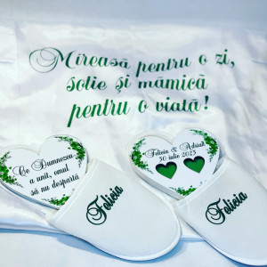 Halat mireasa personalizat+papuci