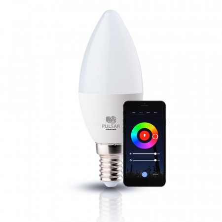 Bec LED Lumanare 6W, soclu E14, RGB, TUYA Wifi+Bluetooth, PULSAR