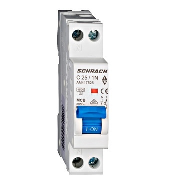 Siguranta automata 1P+N,1 modul, curba C, 25A, 4,5 kA, Schrack Technik