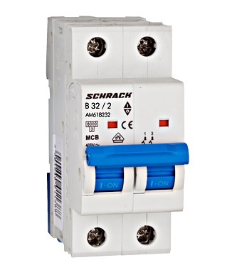 Siguranta automata bipolara , 2p, curba B, 32A, 6kA, Schrack Technik