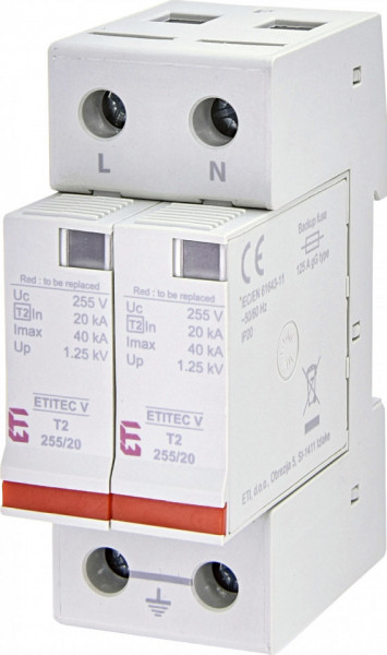 Descarcator pentru supratensiuni AC ETITEC V T2 255/20 1+1