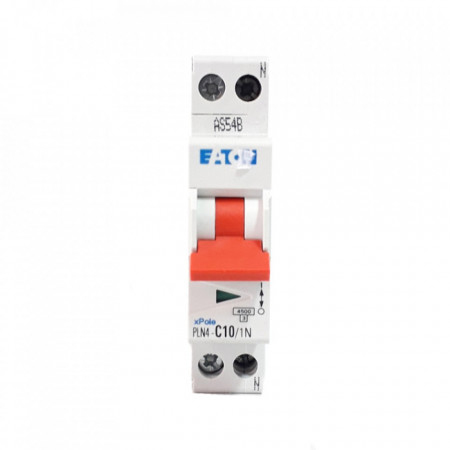 Disjunctor bipolar Eaton, 1P+N, 10A, curba C, 4.5kA