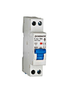 Siguranta automata 1P+N,1 modul, curba C, 6A, 4,5 kA, Schrack Technik