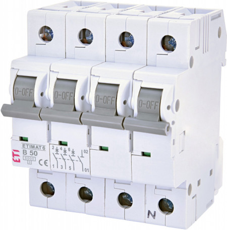 Siguranta automata, 3 poli + nul, curba B, 50A, 6kA, ETI