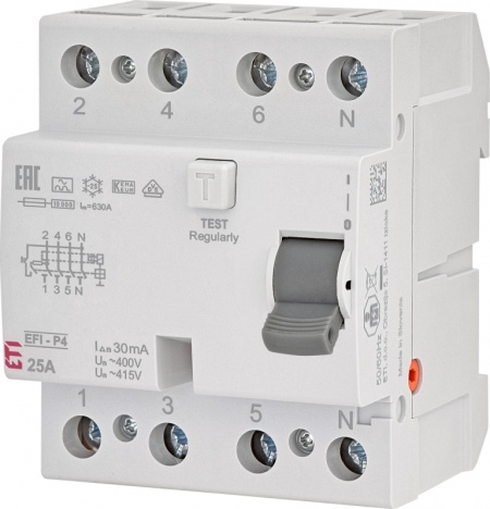 RCCB EFI-P4, tip A, 25 A, 30 mA