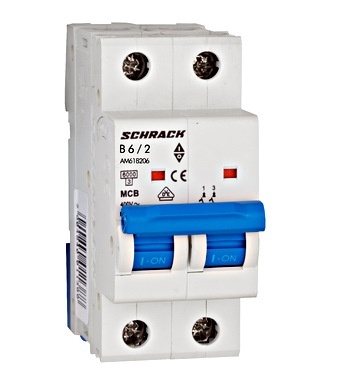 Siguranta automata bipolara , 2p, curba B, 6A, 6kA, Schrack Technik