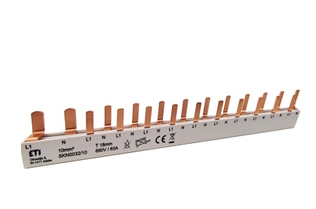 Bareta tip pin pentru sigurante 10 x 1P+N (1 modul) + 1x EFI P2
