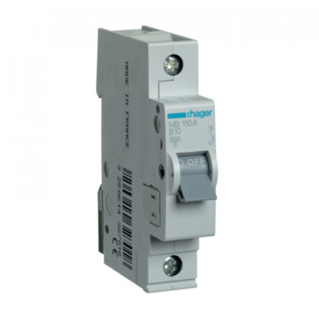 Siguranta automata 1P, 10A, 6 kA, Curba B, Hager, MB110A