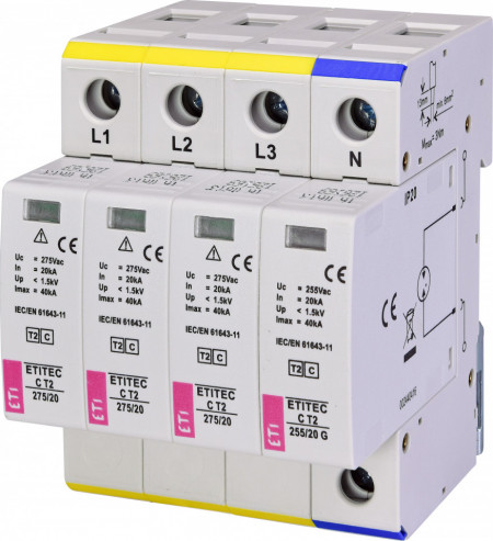 Descarcator pentru supratensiuni AC ETITEC C T2 275/20 3+1