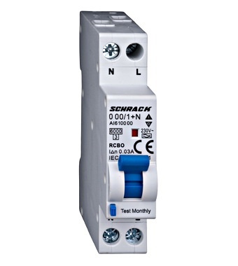 Intrerupator diferential 10A/30mA 1M RCBO TIP A CURBA B Schrack