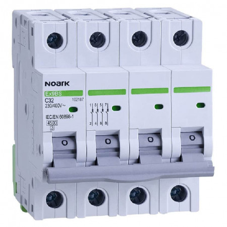 Disjunctor tetrapolar Noark, 4P, 25A, curba B, 4.5kA