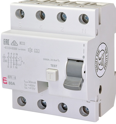 RCCB EFI-P4, tip A, 80 A, 30 mA