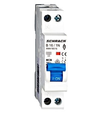 Siguranta automata 1P+N,1 modul, curba B, 16A, 4,5 kA, Schrack Technik