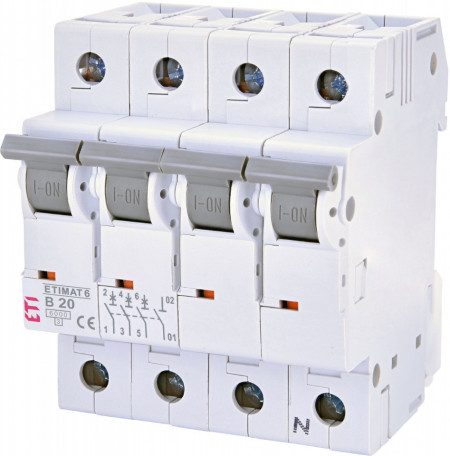 Siguranta automata, 3 poli + nul, curba B, 20A, 6kA, ETI