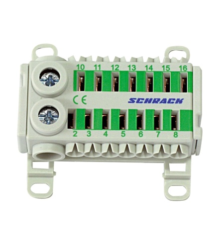 Clemă cu conexiune rapidă, verde, 2 x 25 mm², 14 x 6 mm²
