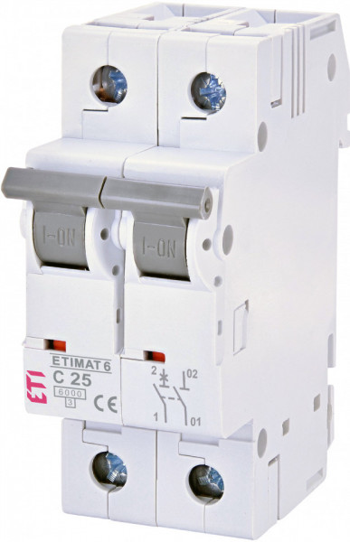 Siguranta automata, Pol + nul, latime 2 module, caracteristica C, 25A, 6kA