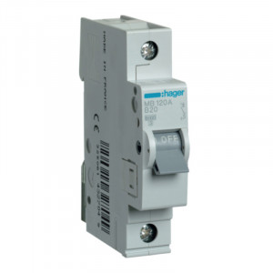 Siguranta automata, 1P, 20A, 6 kA, curba B, Hager, MB120A