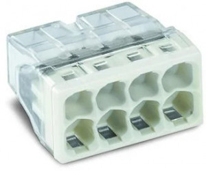 Conector COMPACT; pentru conductori unifilari; max. 2,5 mm²; 8 conductori; carcasă transparentă; capac gri deschis; Temperatură aer ambiant: max 60°C (T60); 2,50 mm²; transparent - Img 1