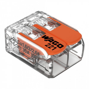 Conector COMPACT; pentru toate tipurile de conductori; max. 6 mm²; 2 conductori; cu leviere; carcasă transparentă; Temperatură aer ambiant: max 85°C (T85); 6,00 mm²; transparent - Img 1