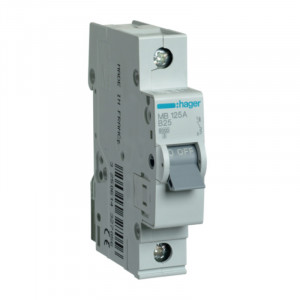 Siguranta automata, 1P, 25A, 6 kA, Curba B, Hager, MB125A