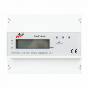 Contor trifazat pe sina digital, maxim 3x100A, 4 module - Img 2