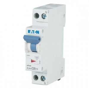 Disjunctor bipolar Eaton, 1P+N, 20A, curba C, 4.5kA