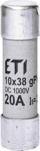 Siguranta fuzibila cilindrica 10x38, 20 A, caracteristica gPV, ETI