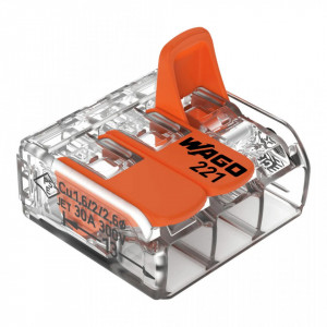 Conector COMPACT; pentru toate tipurile de conductori; max. 6 mm²; 3 conductori; cu leviere; carcasă transparentă; Temperatură aer ambiant: max 85°C (T85); 6,00 mm²; transparent - Img 2