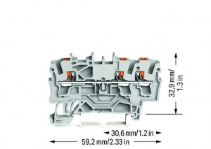 Clema sir Wago de trecere cu 3 conductori; 2,5 mm²,gri ,TOPJOB : 2202-1301 - Img 2