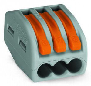 Conector CLASSIC; pentru toate tipurile de conductori; max. 4 mm²; 3 conductori; cu leviere; carcasă gri; Temperatură aer ambiant: max 40°C; 2,50 mm²; gri - Img 1