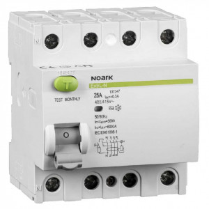 Disjunctor cu protectie diferentiala trifazica Noark, 40A, 30mA, tip A, 6kA