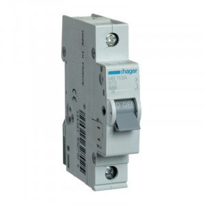 Siguranta automata 1P, 13 A, 6 kA, Curba B, Hager, MB113A