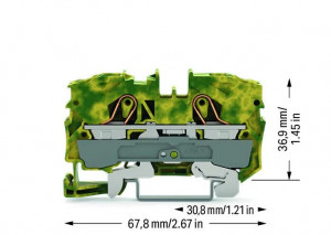 Clema sir Wago de trecere cu 2 conductori; 10 mm²,verde/galben ,TOPJOB: 2010-1207 - Img 2