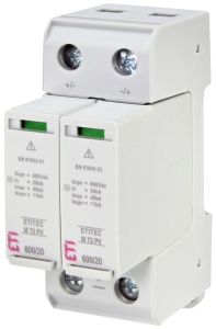 Descarcator pentru curent continuu PV, ETITEC M T2 PV 600/20