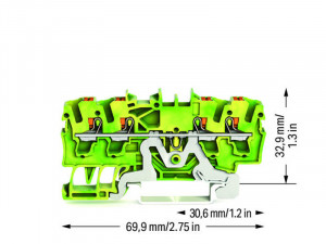 Clema sir Wago cu 4 conductori, 2,5mm²,verde-galben 2202-1407