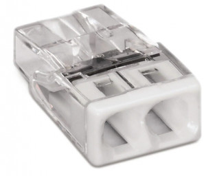 Conector COMPACT; pentru conductori unifilari; max. 2,5 mm²; 2 conductori; carcasă transparentă; capac alb; Temperatură aer ambiant: max 60°C (T60); 2,50 mm²; transparent - Img 2