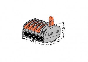 Conector CLASSIC; pentru toate tipurile de conductori; max. 4 mm²; 5 conductori; cu leviere; carcasă gri; Temperatură aer ambiant: max 40°C; 2,50 mm²; gri - Img 2