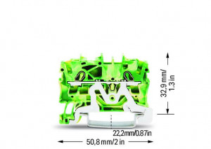Clema sir Wago de trecere cu 2 conductori; 2,5 mm²,verde-galben ,TOPJOB 2002-1207 - Img 2