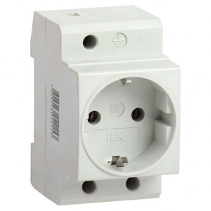 Priza 2P+E, pe sina DIN, alb, 16A, iEK, MRD10-16