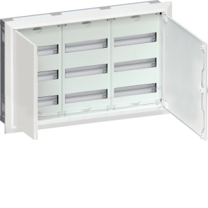 Tablou 108 module, montaj incastrat, usa alba, Hager