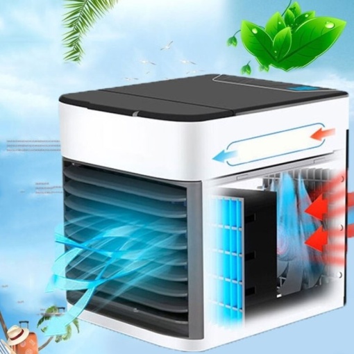 Mini aer conditionat portabil cu umidificator, 15 x 14 cm, de birou, racire cu apa, incarcare USB