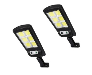 Lampi solare stradale LED, set 2 x bucati, telecomanda , senzor miscare, IP65, negru - Img 1