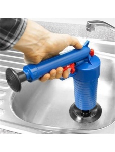 Pompa cu aer comprimat, portabil, 4 accesorii versatile, ideala pentru desfundarea scurgerilor, albastru - Img 4