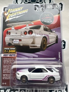 1:64 2000 Nissan Skyline GT-R (BNR34) White JVK Toys Exclusive