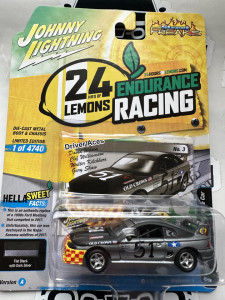 1:64 1990s Ford Mustang Race Car Flat Black And Dark Silver 24hrs of Lemons