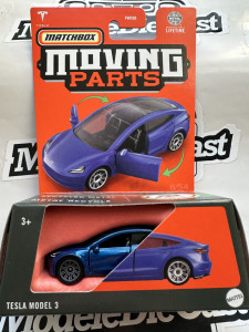 1:64 Tesla Model 3 Blue Moving Parts