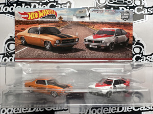1:64 Hot Wheels Premium 2 Pack Set - 73 Holden Monaro GTS and 77 Holden Torana A9X